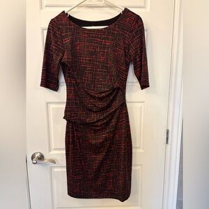 Jacob Black Dress with Red Grid Print